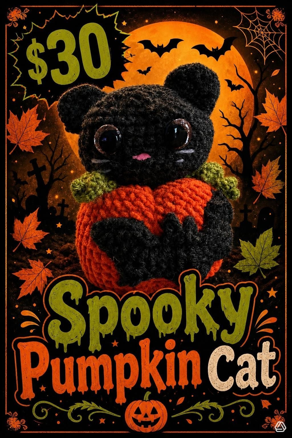 Halloween Pumpkin Cat $30